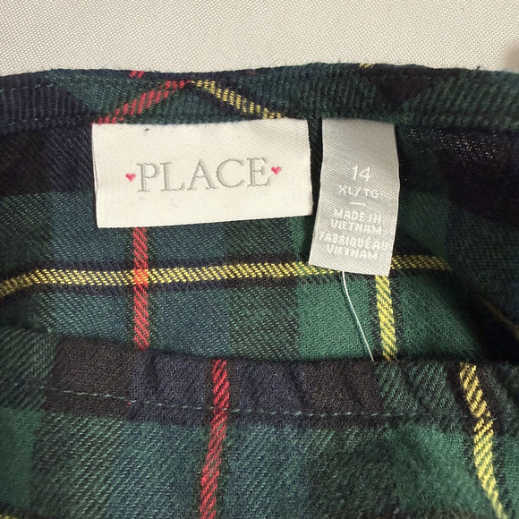 The Children's Place Plaid Flannel Dress Girl's Size 14 Navy/Green - Picture 6 of 7